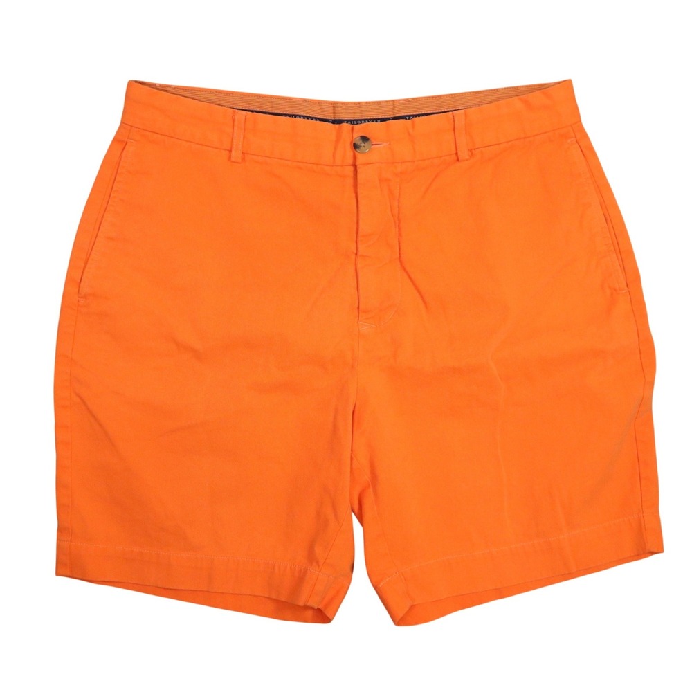Tailor Byrd Chino Shorts Mens 34 Orange Solid Modern Cotton Golf Summer Resort